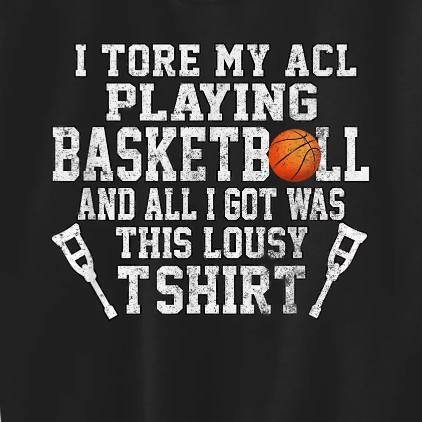 Funny Knee Surgery Torn ACL Basketball Distressed Look Kids Sweatshirt