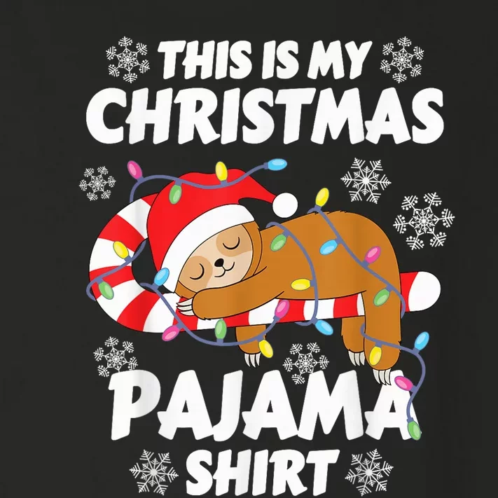 Funny Kawaii Sleeping Sloth Xmas This Is My Christmas Pajama Toddler Long Sleeve Shirt