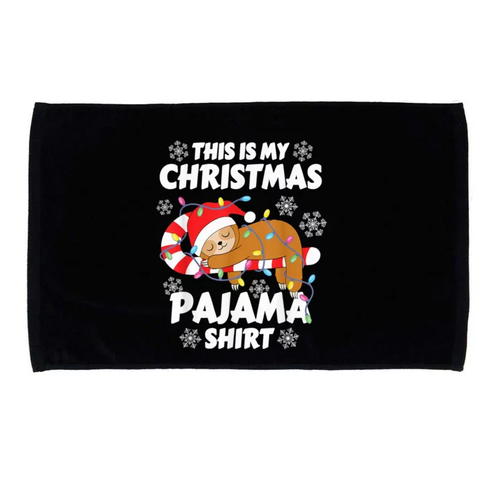 Funny Kawaii Sleeping Sloth Xmas This Is My Christmas Pajama Microfiber Hand Towel