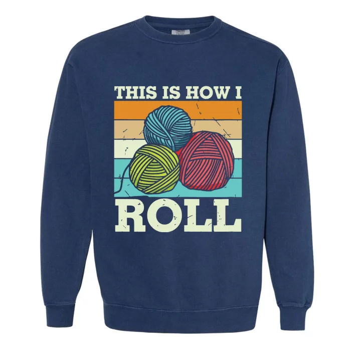 Funny Knitting Shirts Crochet Yarn Vintage Garment-Dyed Sweatshirt