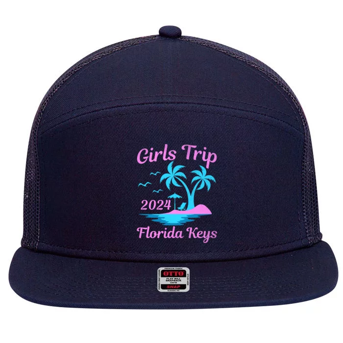 Florida Keys Summer Vacation Beach Trip 2024 Great Gift 7 Panel Mesh Trucker Snapback Hat