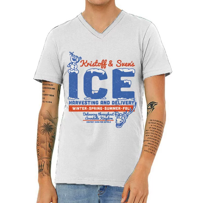 Frozen Kristoff Svens Ice Harvesting And Delivery V-Neck T-Shirt