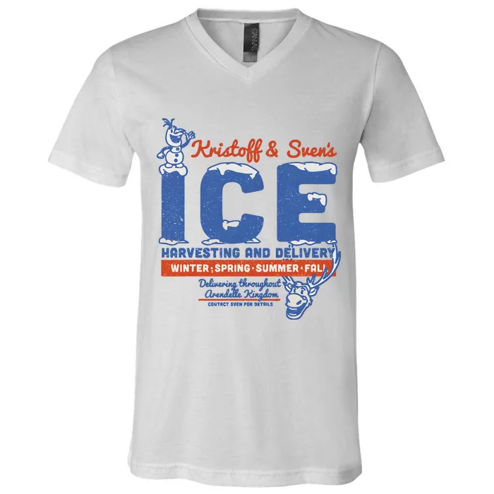 Frozen Kristoff Svens Ice Harvesting And Delivery V-Neck T-Shirt