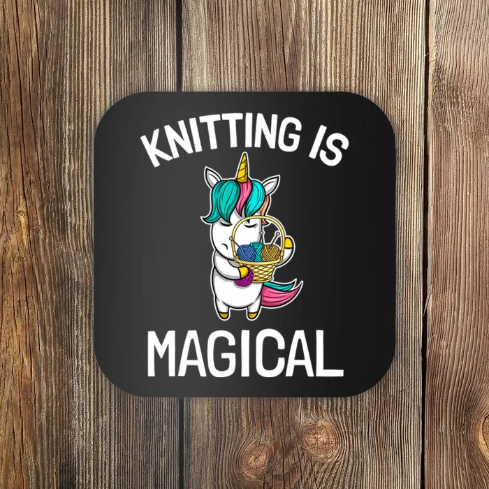 Funny Knitting Saying Knitting Needles Knit Unicorn Magic Coaster