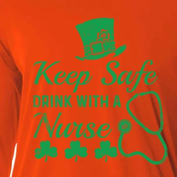 Funny Keep Safe With A Nurse St Patrick Ing Funny Gift Cooling Performance Long Sleeve Crew