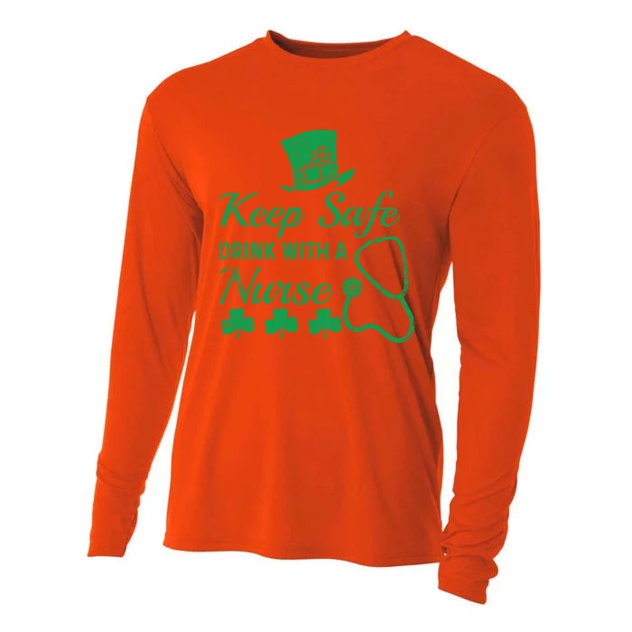 Funny Keep Safe With A Nurse St Patrick Ing Funny Gift Cooling Performance Long Sleeve Crew