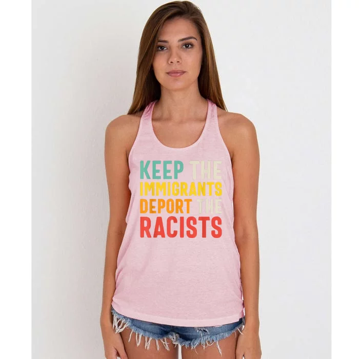 Funny Keep The Immigrants Deport The Racists Anti Racism Costume Racism Shirt Women's Knotted Racerback Tank