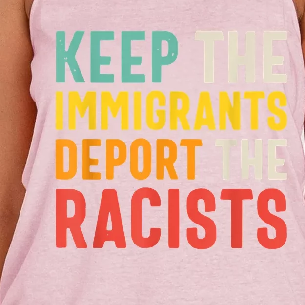 Funny Keep The Immigrants Deport The Racists Anti Racism Costume Racism Shirt Women's Knotted Racerback Tank