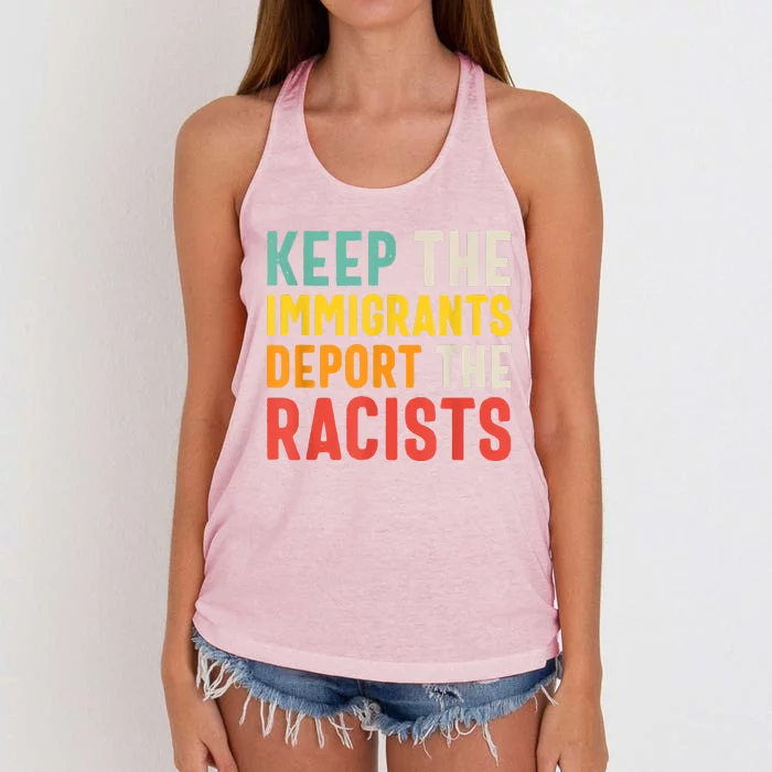 Funny Keep The Immigrants Deport The Racists Anti Racism Costume Racism Shirt Women's Knotted Racerback Tank