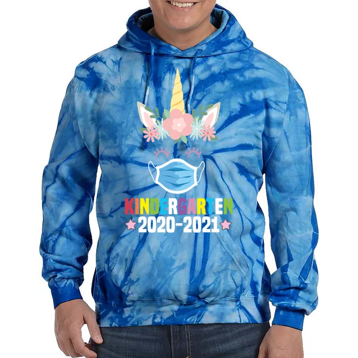 Funny Kindergarten Teacher Unicorn Mask Floral Trendy Gift Great Gift Tie Dye Hoodie