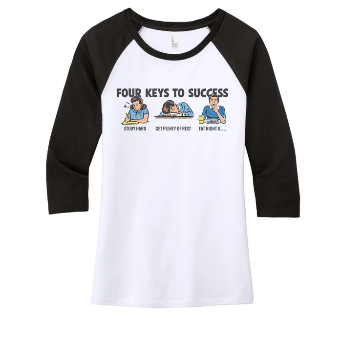 Four Keys To Success Women's Tri-Blend 3/4-Sleeve Raglan Shirt