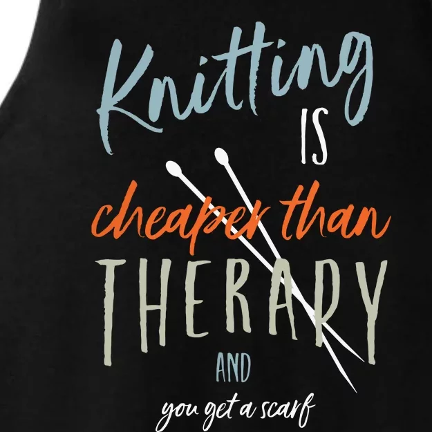 Funny Knitting Therapy Design Knitter Ladies Tri-Blend Wicking Tank