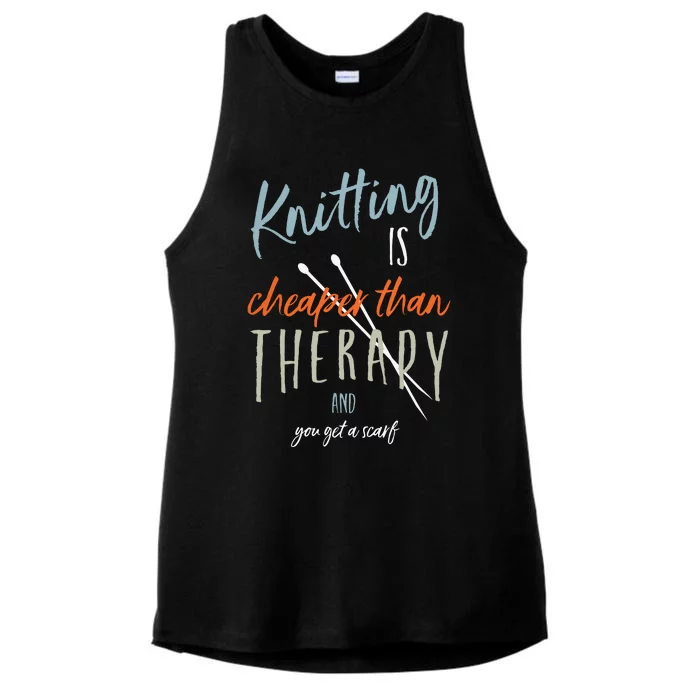 Funny Knitting Therapy Design Knitter Ladies Tri-Blend Wicking Tank