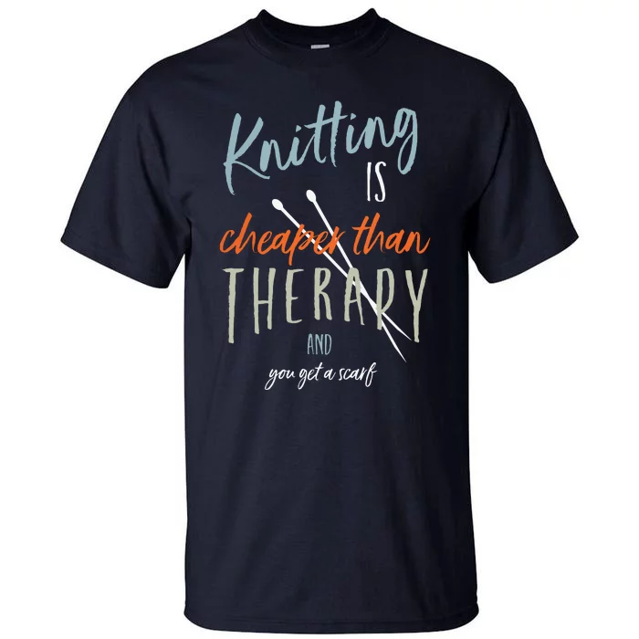 Funny Knitting Therapy Design Knitter Tall T-Shirt