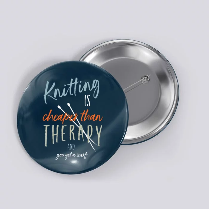 Funny Knitting Therapy Design Knitter Button