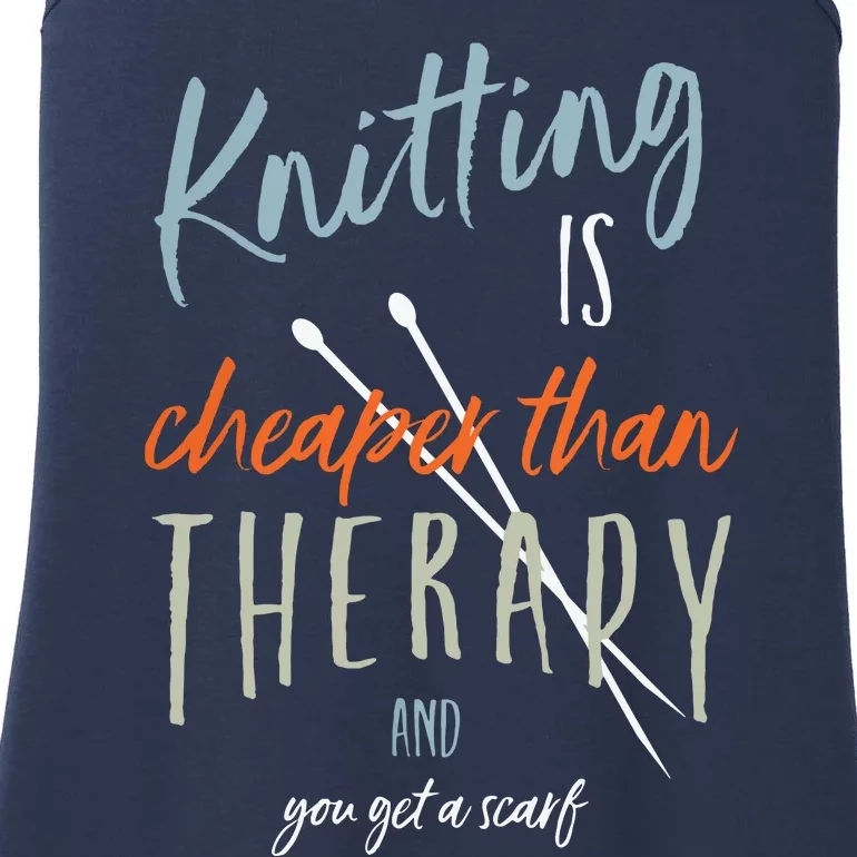 Funny Knitting Therapy Design Knitter Ladies Essential Tank