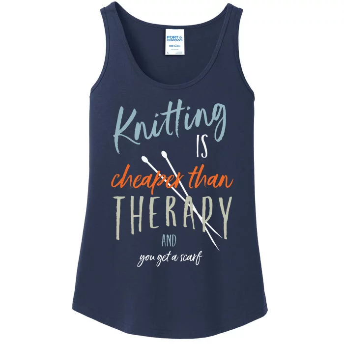 Funny Knitting Therapy Design Knitter Ladies Essential Tank