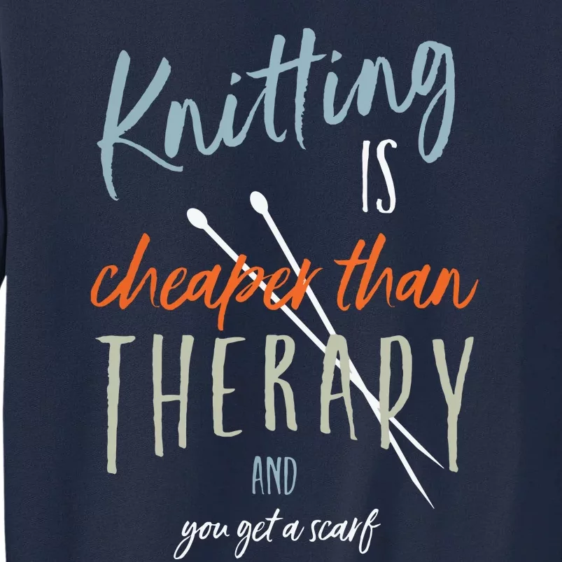 Funny Knitting Therapy Design Knitter Tall Sweatshirt