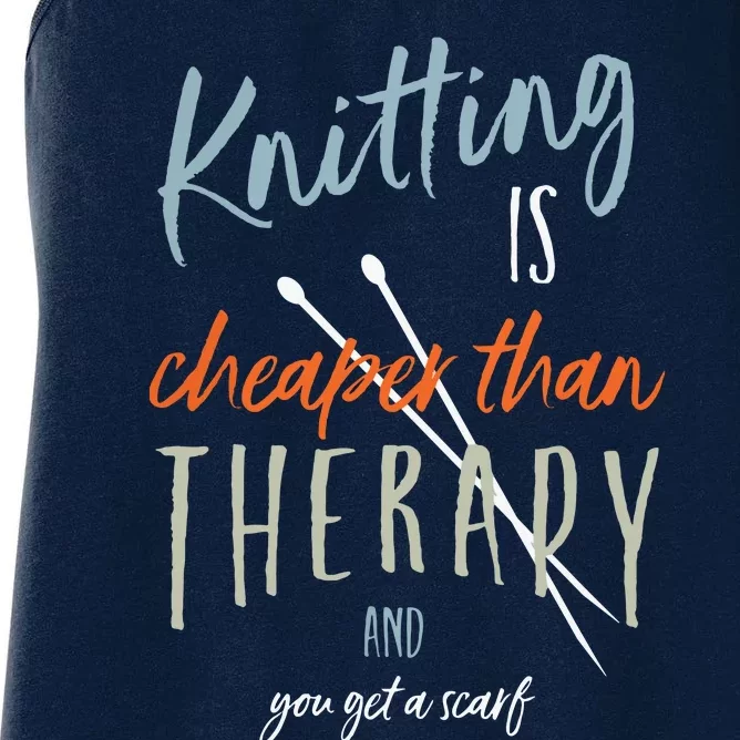 Funny Knitting Therapy Design Knitter Women's Racerback Tank