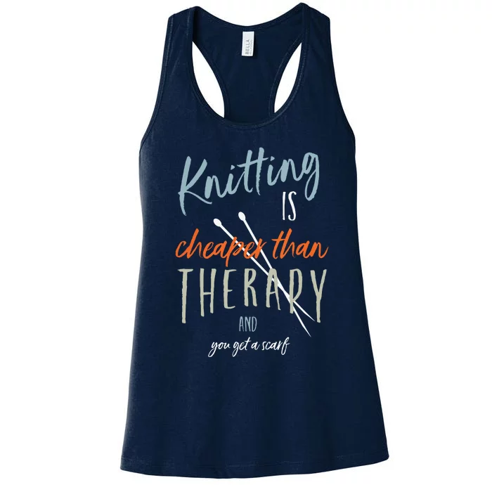 Funny Knitting Therapy Design Knitter Women's Racerback Tank