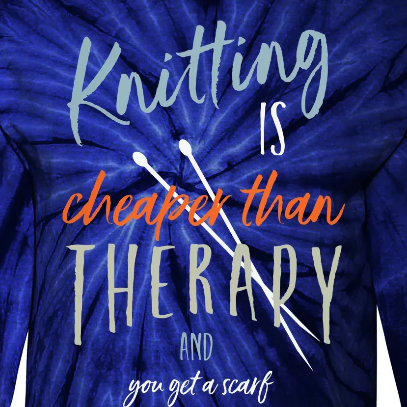 Funny Knitting Therapy Design Knitter Tie-Dye Long Sleeve Shirt