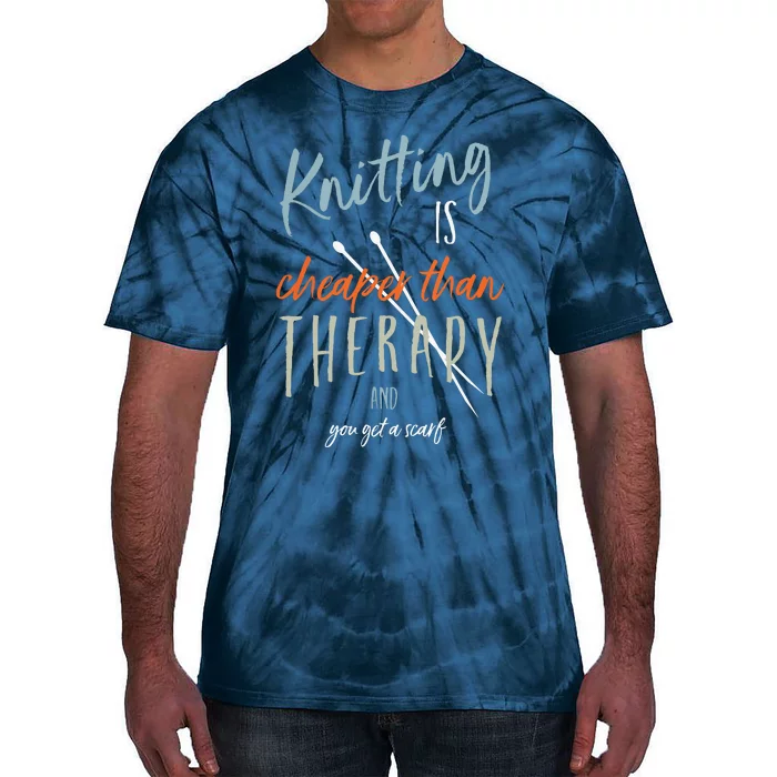 Funny Knitting Therapy Design Knitter Tie-Dye T-Shirt