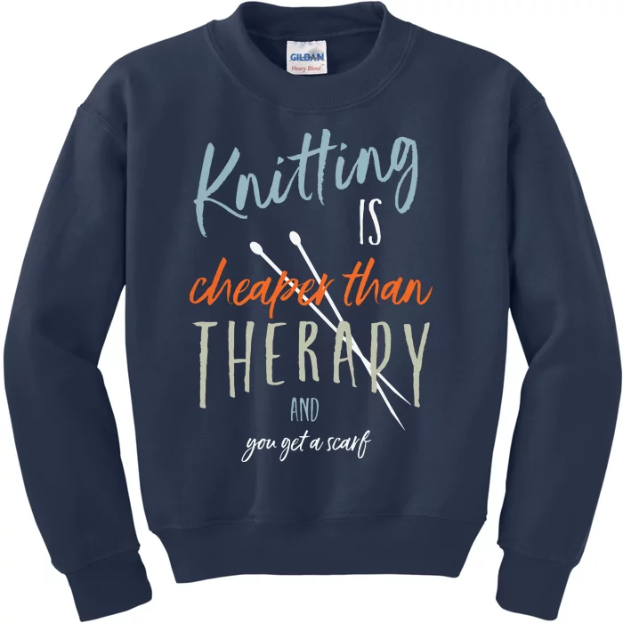 Funny Knitting Therapy Design Knitter Kids Sweatshirt