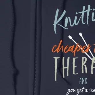 Funny Knitting Therapy Design Knitter Full Zip Hoodie