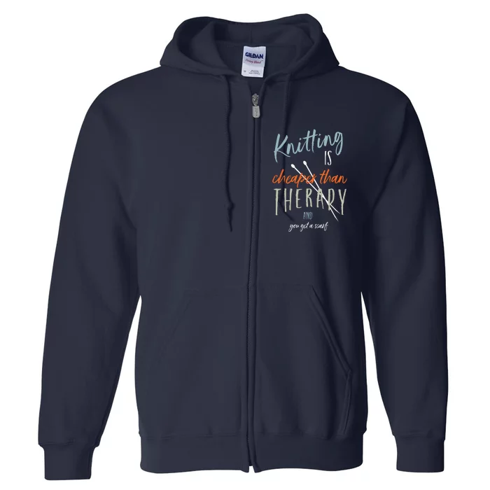 Funny Knitting Therapy Design Knitter Full Zip Hoodie