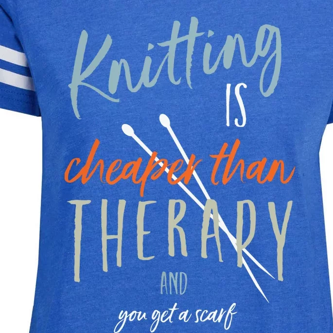 Funny Knitting Therapy Design Knitter Enza Ladies Jersey Football T-Shirt