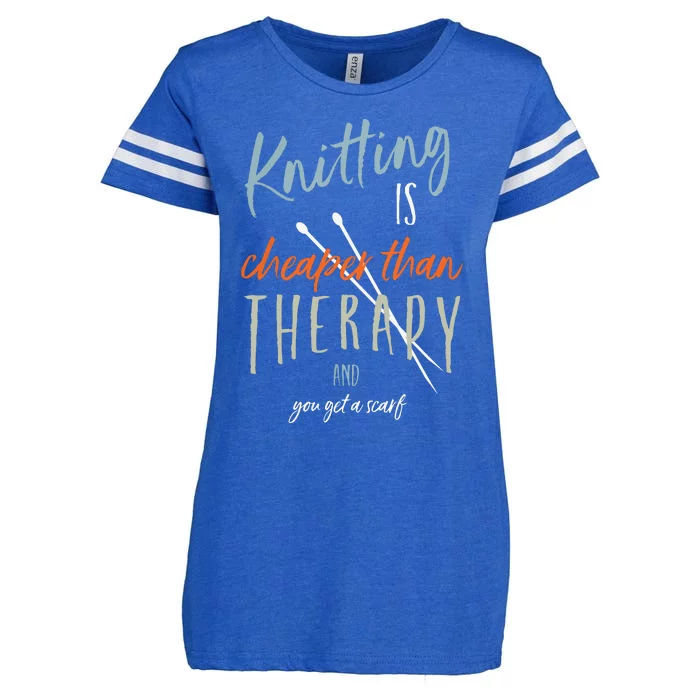 Funny Knitting Therapy Design Knitter Enza Ladies Jersey Football T-Shirt