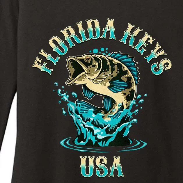 Florida Keys Usa Fishing Design On Front And Back Womens CVC Long Sleeve Shirt