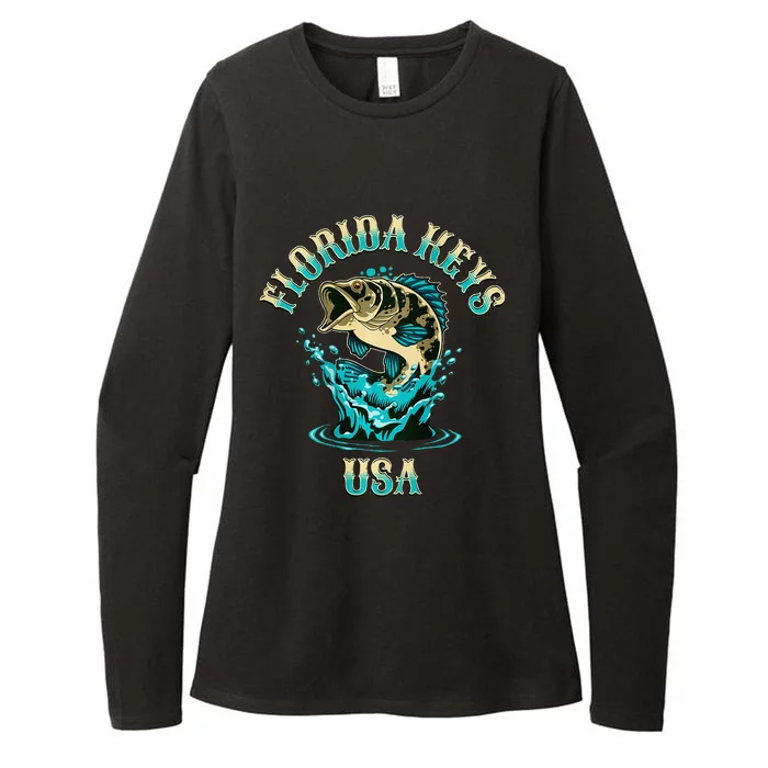 Florida Keys Usa Fishing Design On Front And Back Womens CVC Long Sleeve Shirt