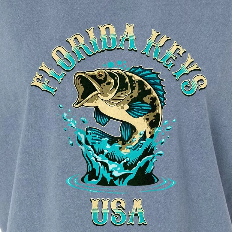 Florida Keys Usa Fishing Design On Front And Back Garment-Dyed Women's Muscle Tee