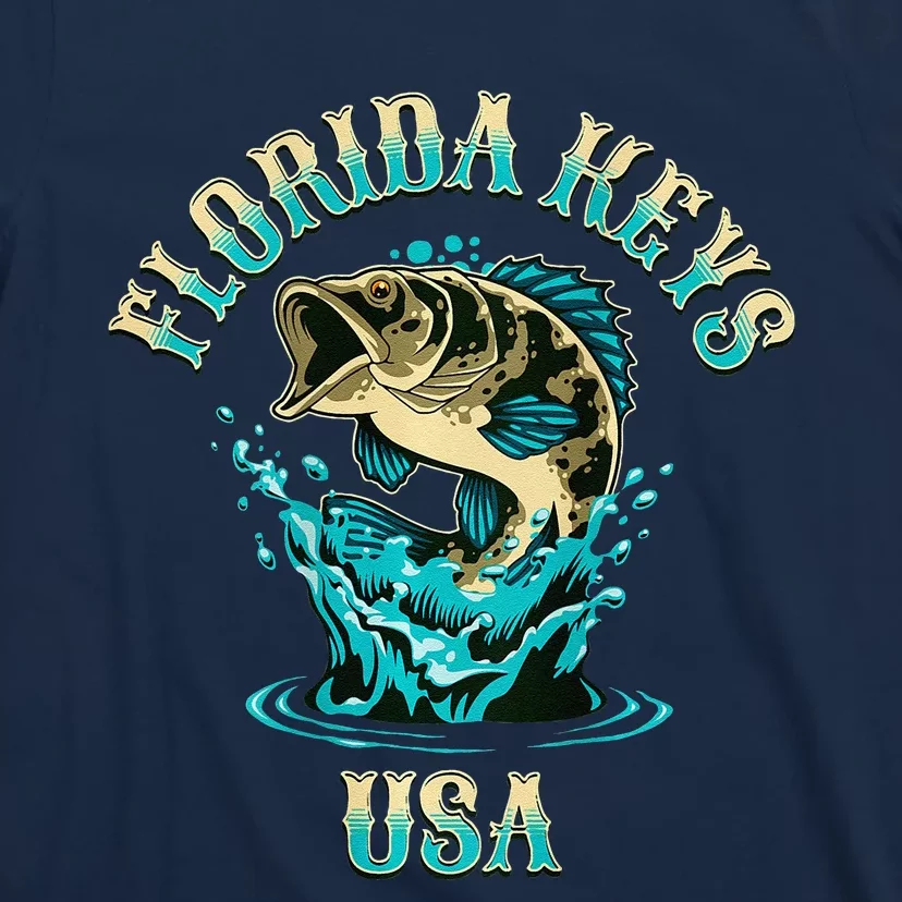 Florida Keys Usa Fishing Design On Front And Back T-Shirt