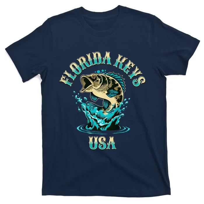 Florida Keys Usa Fishing Design On Front And Back T-Shirt