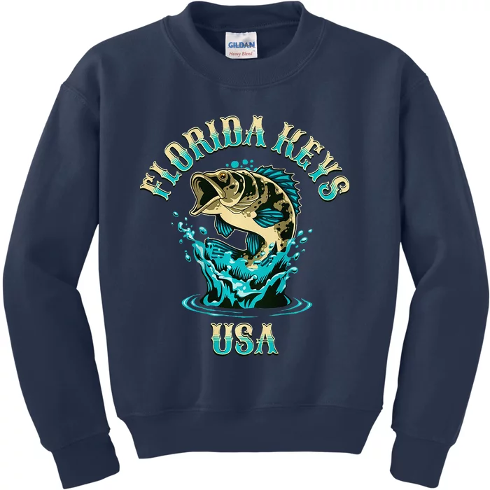 Florida Keys Usa Fishing Design On Front And Back Kids Sweatshirt