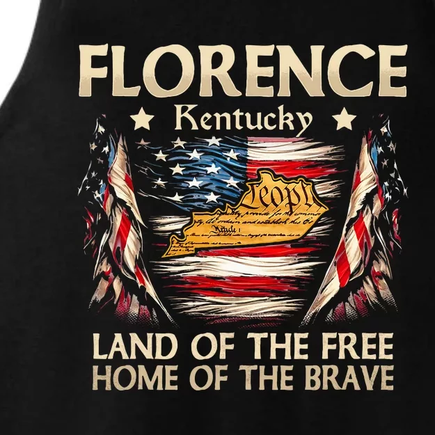 Florence Kentucky Usa Flag 4th Of July Ladies Tri-Blend Wicking Tank