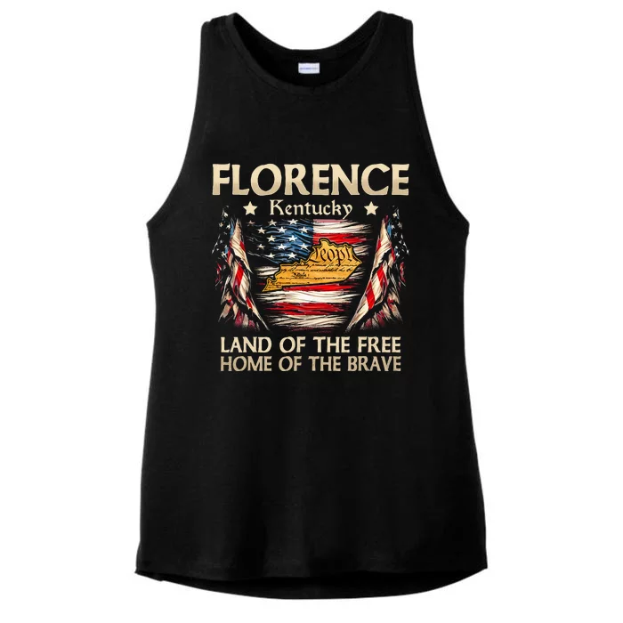 Florence Kentucky Usa Flag 4th Of July Ladies Tri-Blend Wicking Tank