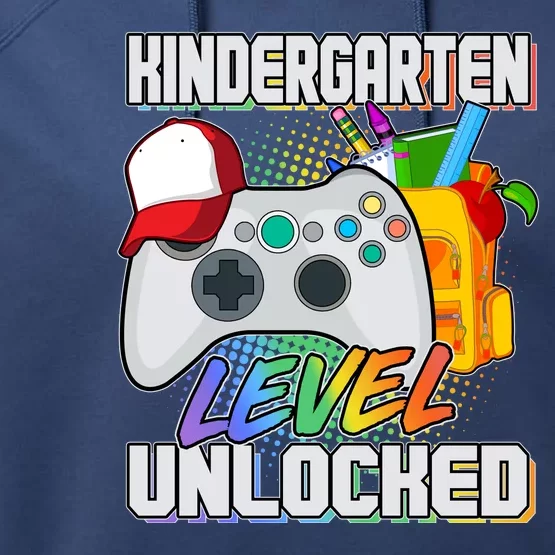 Funny Kindergarten Unlocked Video Gamer Performance Fleece Hoodie