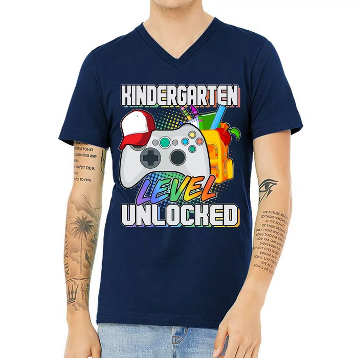 Funny Kindergarten Unlocked Video Gamer V-Neck T-Shirt