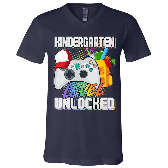 Funny Kindergarten Unlocked Video Gamer V-Neck T-Shirt