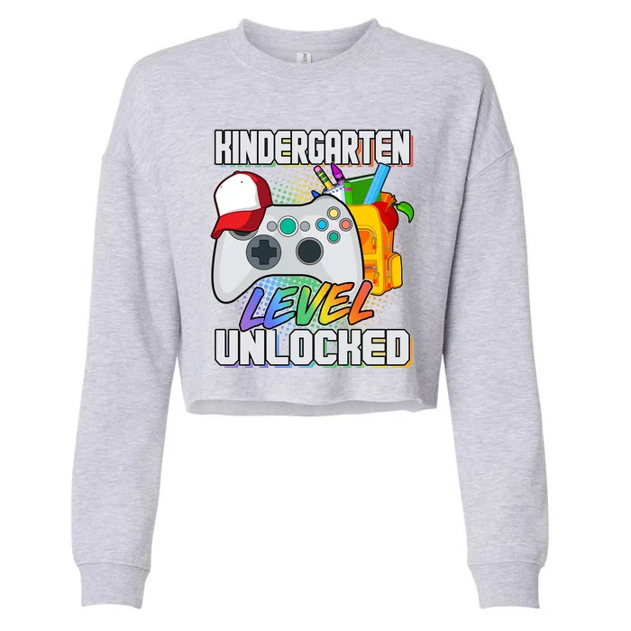 Funny Kindergarten Unlocked Video Gamer Cropped Pullover Crew