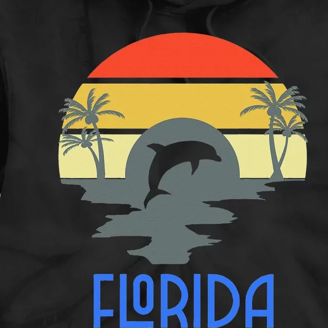 Florida Keys Vintage 70s Retro Florida Vacation Dolphin Tie Dye Hoodie