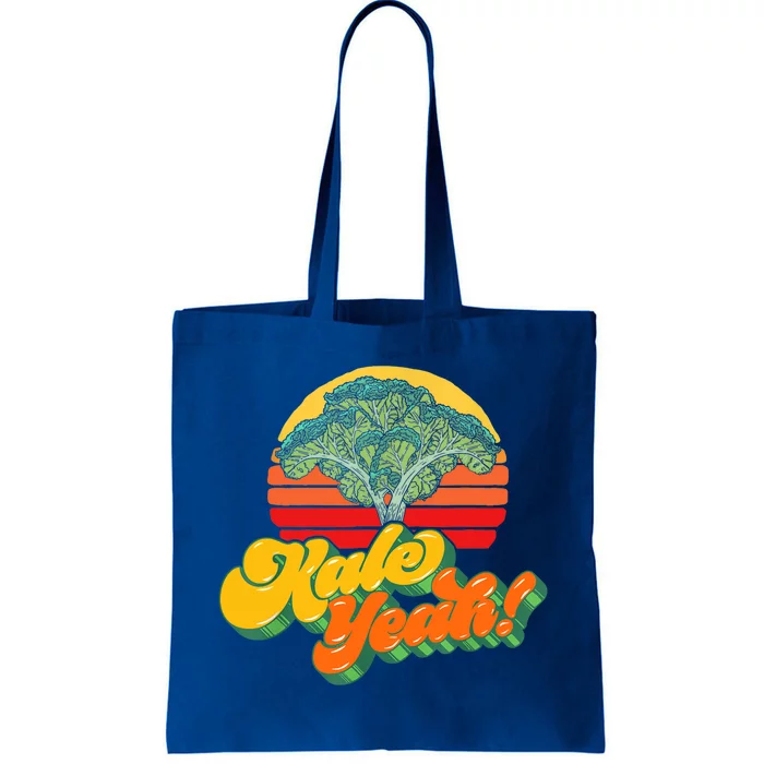 Funny Kale Yeah Gift Funny Vegetable Vintage Retro 80s Sunset Garden Gift Tote Bag