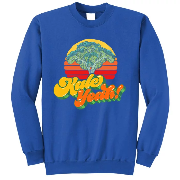 Funny Kale Yeah Gift Funny Vegetable Vintage Retro 80s Sunset Garden Gift Tall Sweatshirt