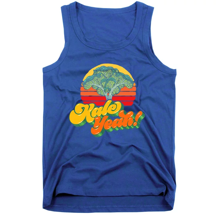 Funny Kale Yeah Gift Funny Vegetable Vintage Retro 80s Sunset Garden Gift Tank Top