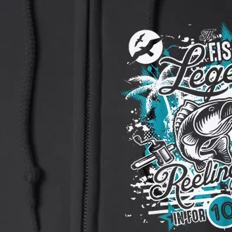 Fishing Legend 10th Birthday Fishing Full Zip Hoodie