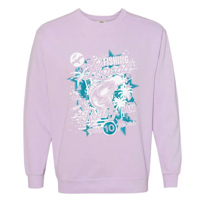 Fishing Legend 10th Birthday Fishing Garment-Dyed Sweatshirt