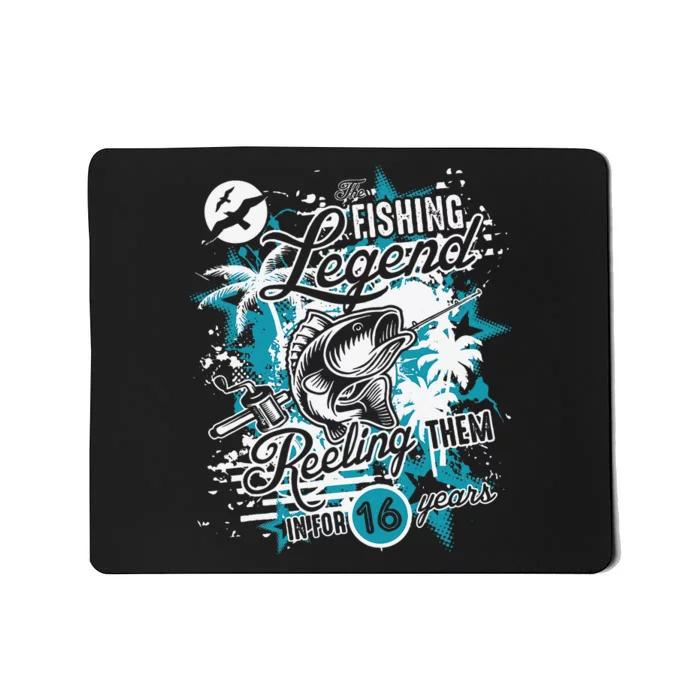 Fishing Legend 16th Birthday Fishing Mousepad